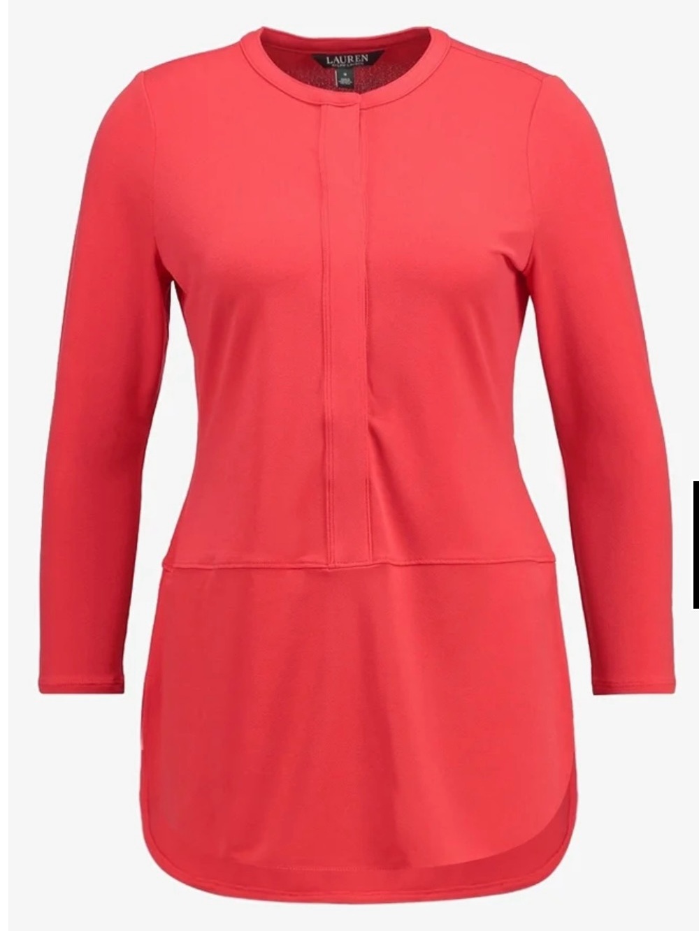 Lauren Ralph Lauren Coral Button Down 3/4 Sleeve Tunic Blouse women’s size Large